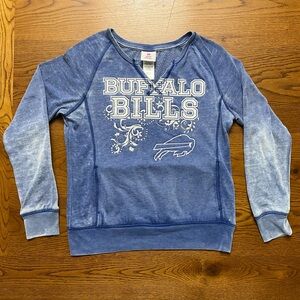 Buffalo Bills Blue vintage style long sleeve split neck distressed juniors